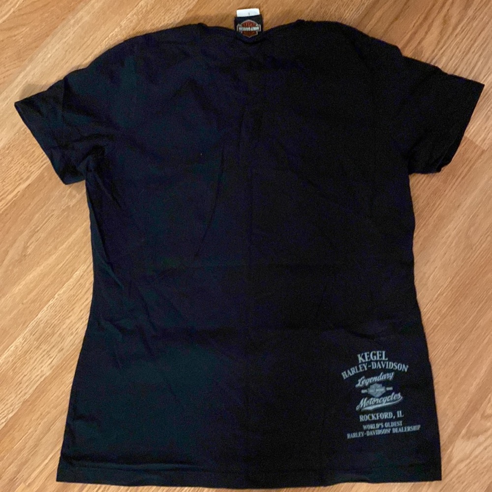 Harley Davidson Black V-Neck Shirt size Large - Picture 4 of 5